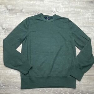 Brooks Brothers Sweatshirt Mens Medium Green Merino Wool Lightweight Crewneck